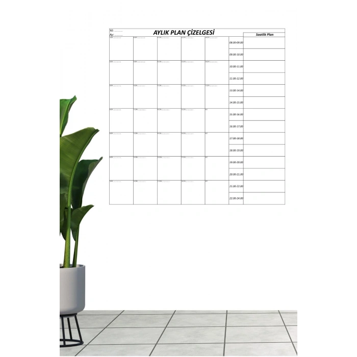 Durukar® Aylık Planlayıcı Manyetik Duvar Stickerı Takvim Plan Çizelgesi