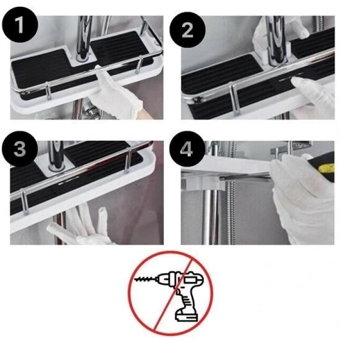 Durukar® Hangable Bathroom Corner Shelf Shampoo & Soap Holder Double Hook Organizer Rack Stainless Steel