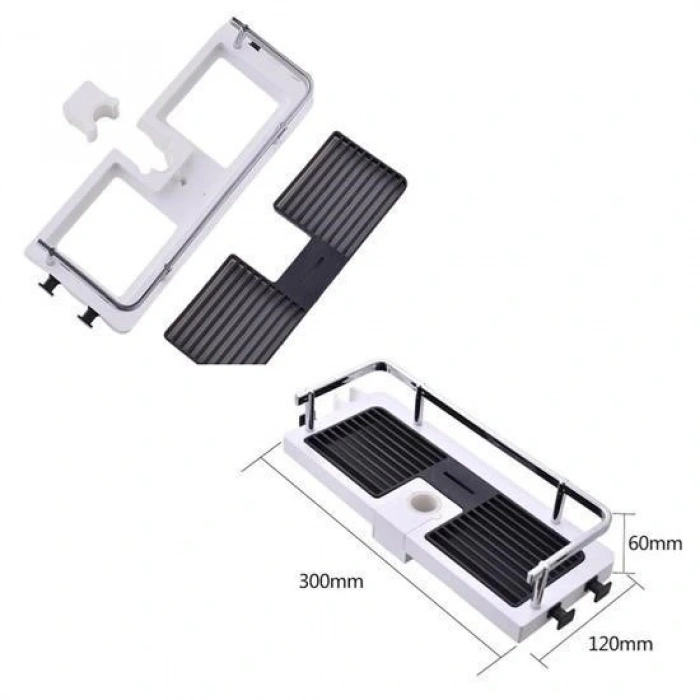 Durukar® Hangable Bathroom Corner Shelf Shampoo & Soap Holder Double Hook Organizer Rack Stainless Steel