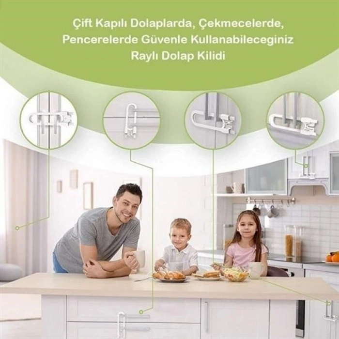 Durukar® Bebek Çocuk Çekmece ve Dolap Koruma Raylı Güvenlik Sistemi Emniyet Kilidi