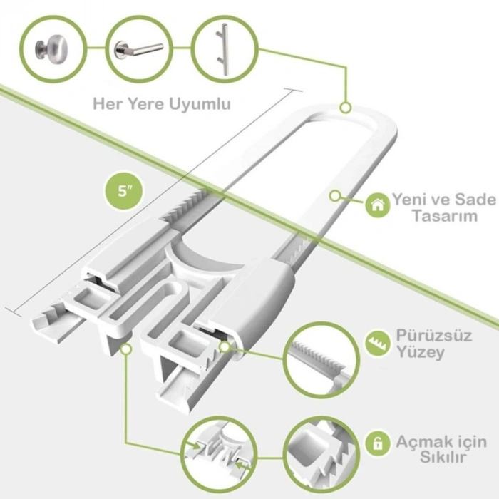 Durukar® Bebek Çocuk Çekmece ve Dolap Koruma Raylı Güvenlik Sistemi Emniyet Kilidi