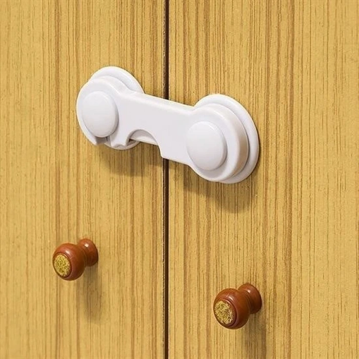 Durukar® Bebek Çocuk Güvenliği Çekmece ve Dolap İçin Kendiliğinde Yapışkanlı Vidasız Kapak Kilidi