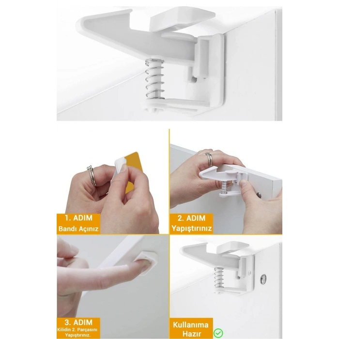 Durukar® Bebek Çocuk Güvenliği Korumalı Yapışkan Çekmece ve Dolap İçin Tutucu Gizli Güvenlik Kilidi