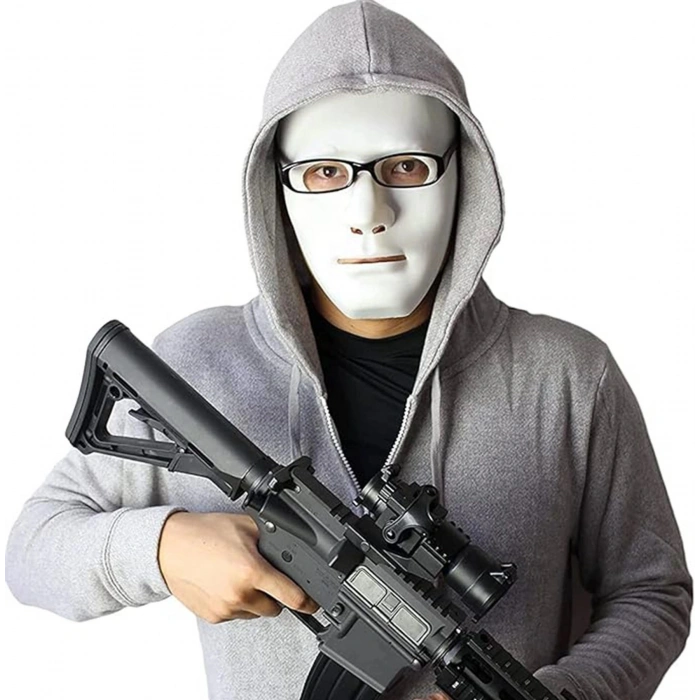 Durukar® Beyaz Renk Hip Hop Anonim Jabbawockeez Dans Maskesi 18x19 cm