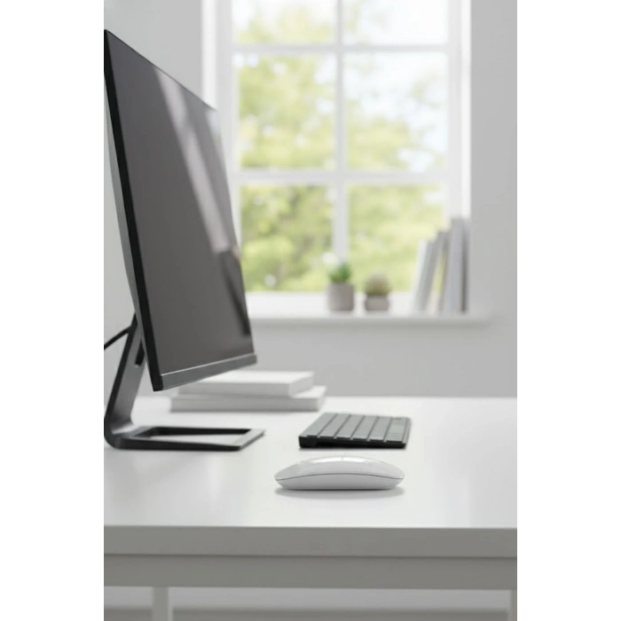 Durukar® Beyaz Renkli Ergonomik Sessiz Kablosuz Mouse – USB Alıcılı, Ofis ve Oyun İçin Konforlu Bilgisayar Faresi MS6310