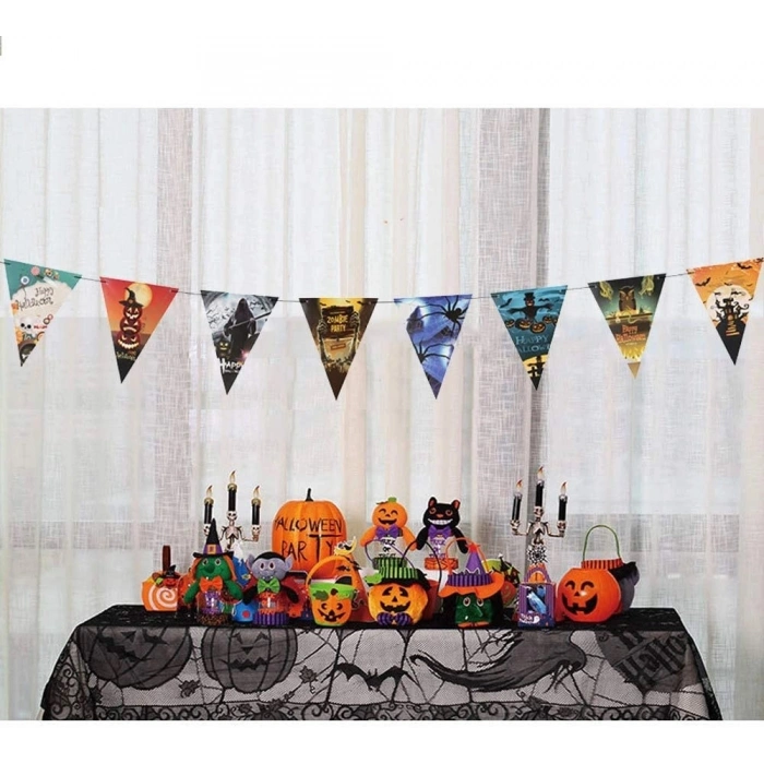 Durukar® Cadılar Bayramı Halloween Flama Bayrak Banner Süs 8 li 3 Metre