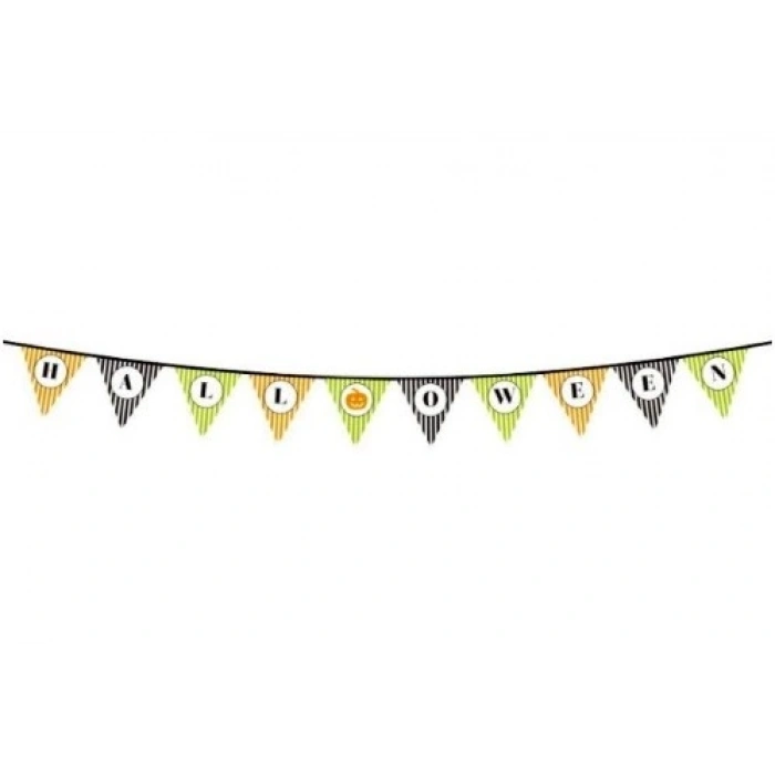 Durukar® Cadılar Bayramı Kabak Temalı Halloween Yazılı Banner Süs Flama 3 Metre
