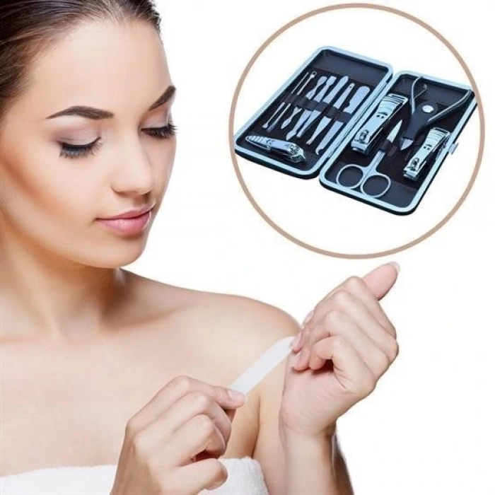 Durukar® Çantalı Manikür Pensi Profesyonel ve Manikür Pedikür Seti 13 Parça Tırnak Eti İtici Ve Cımbı