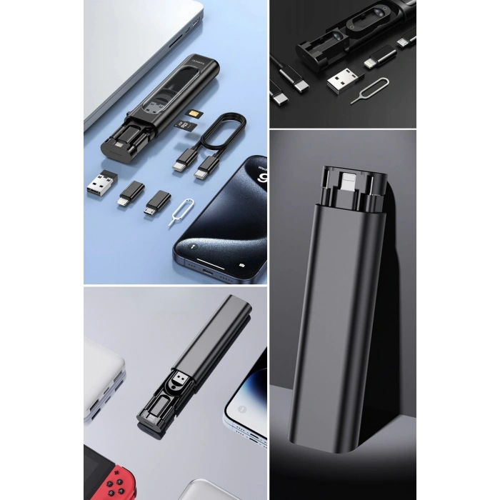 Durukar® Cep Tipi 60W Bas Aç Type-C,İphone Şarj,Micro USB Hızlı Şarj Data Kablo Seti