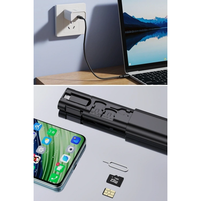 Durukar® Cep Tipi 60W Bas Aç Type-C,İphone Şarj,Micro USB Hızlı Şarj Data Kablo Seti