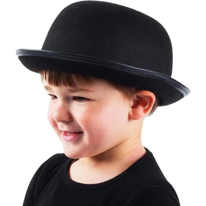 Durukar® Charlie Chaplin Stil Çocuk Şapkası – Siyah Melon Parti Şapkası