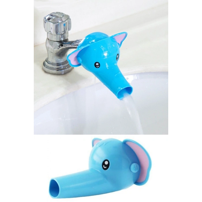 Durukar® Çocuklar İçin Eğitici ve Güvenli Musluk Uzatıcı Genişletici Başlık Aparatı Fil Figürlü