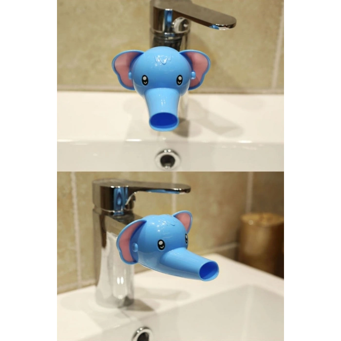 Durukar® Çocuklar İçin Eğitici ve Güvenli Musluk Uzatıcı Genişletici Başlık Aparatı Fil Figürlü