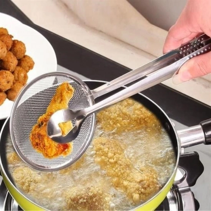 Durukar® Multi-Purpose Strainer Stainless Steel Boiling and Frying Tongs