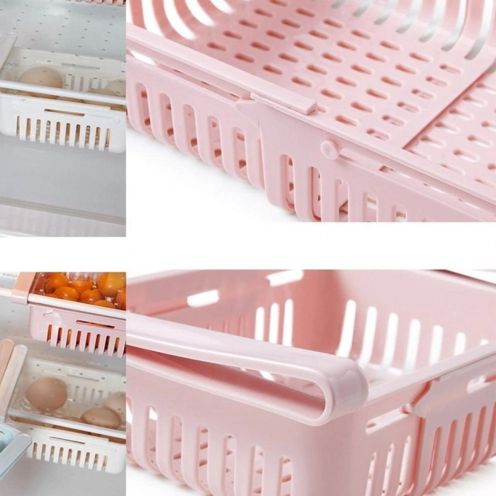 Durukar® Çok Amaçlı Uzayıp Kısalabilir Buzdolabı Düzenleyici Sepeti Rafı