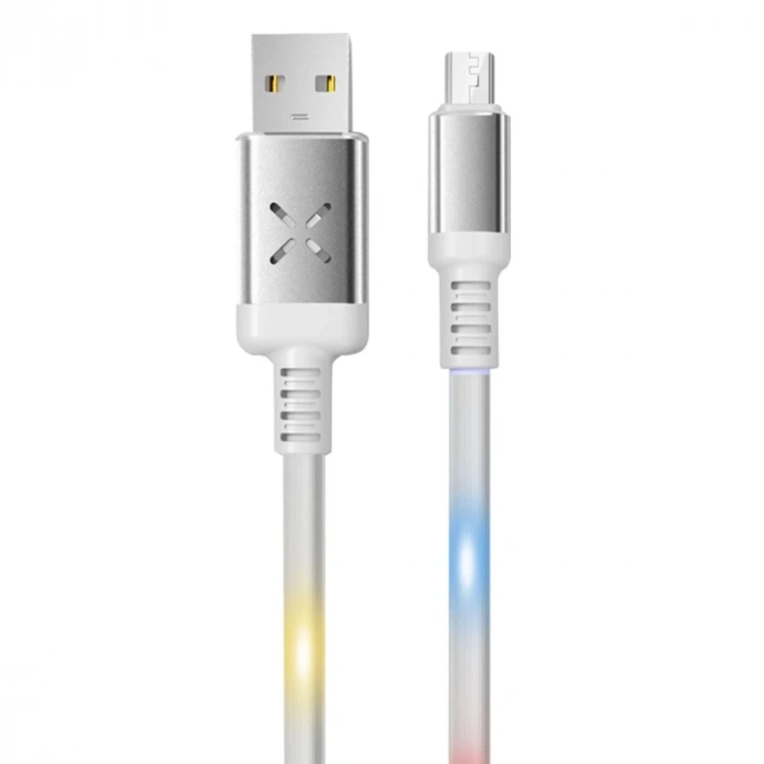 Durukar®  DC09 Ses Duyarlı Işıklı Micro USB Kablo 1M 2A - Beyaz