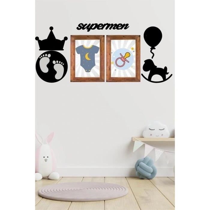 Durukar® DECO103 Superman Decorative Wall Ornament Picture Accessory Wooden Design Gift Board Sticker Set