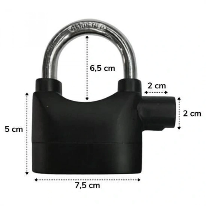Durukar® Desibel Siyah Alarmlı Çok Fonksiyonlu Ekstra Güvenlikli Kare Asma Dolap Kilidi