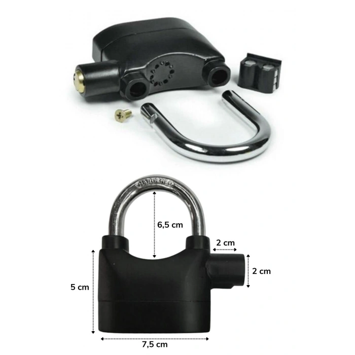 Durukar® Desibel Siyah Alarmlı Çok Fonksiyonlu Ekstra Güvenlikli Kare Asma Dolap Kilidi