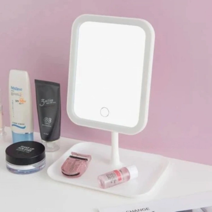 Durukar® Touch LED Lighted Square Makeup Mirror – With Six Organizer Trays, Adjustable Lighting Desktop Makeup and Skincare Mirror