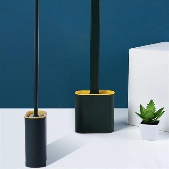 Durukar® Wall-Mountable Lidded Hanging Toilet Soft Silicone Bristle Brush Set