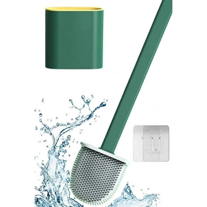 Wall-Mountable Toilet Brush Set with Lid and Soft Silicone Head