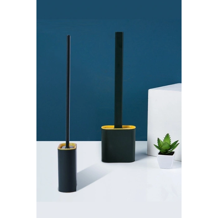 Durukar® Duvara Monte Edilebilir Kapaklı Askılı Klozet Yumuşak Silikon Başlıklı Tuvalet Fırçası Seti