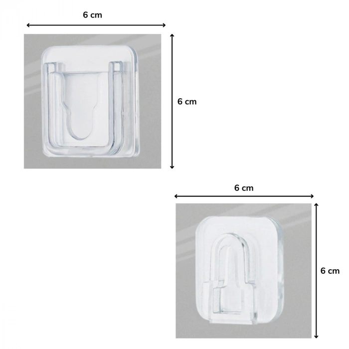 Durukar® Eşya Sabitleme Askısı 10 Çift Şeffaf Çift Taraflı Yapışkanlı Geçmeli Klips
