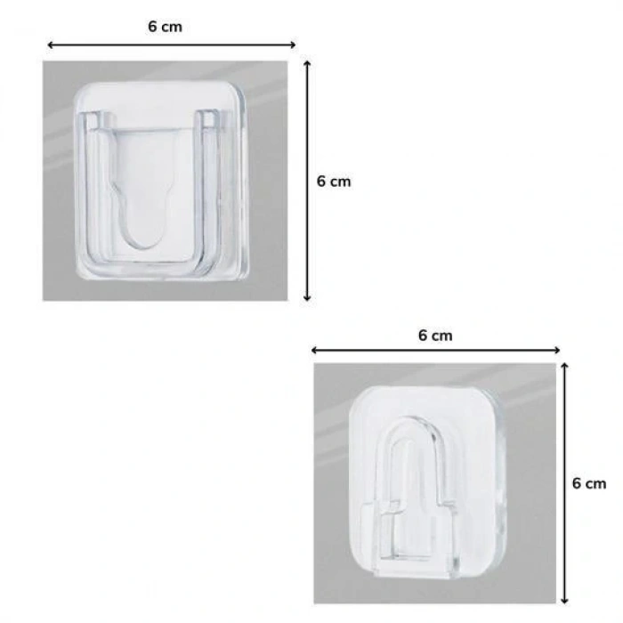 Durukar® Eşya Sabitleme Askısı 10 Çift Şeffaf Çift Taraflı Yapışkanlı Geçmeli Klips