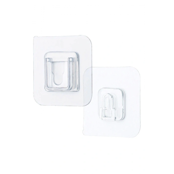 Durukar® Eşya Sabitleme Askısı 10 Çift Şeffaf Çift Taraflı Yapışkanlı Geçmeli Klips