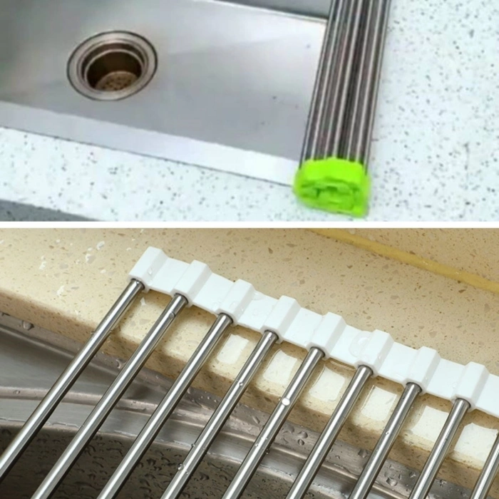 Durukar® Evye Üstü Katlanır Nihale Paslanmaz Çelik Pratik Sebze Meyve Bulaşık Kurutma Süzgeci