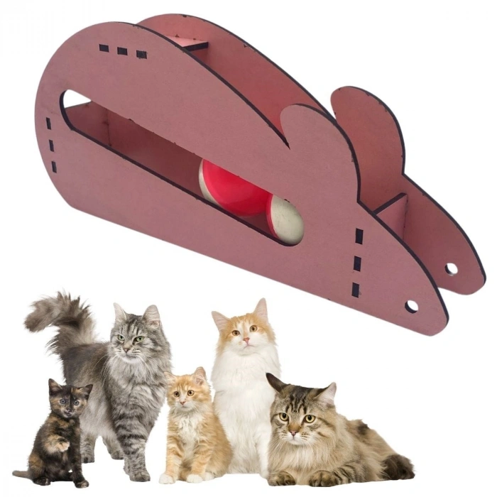 Durukar®  Fare Kedi Oyunu Ahşap 2 Toplu Kedi Oyuncağı Tahta Kedi Oyunu Tahta Fare Ve Toplu Oyuncak