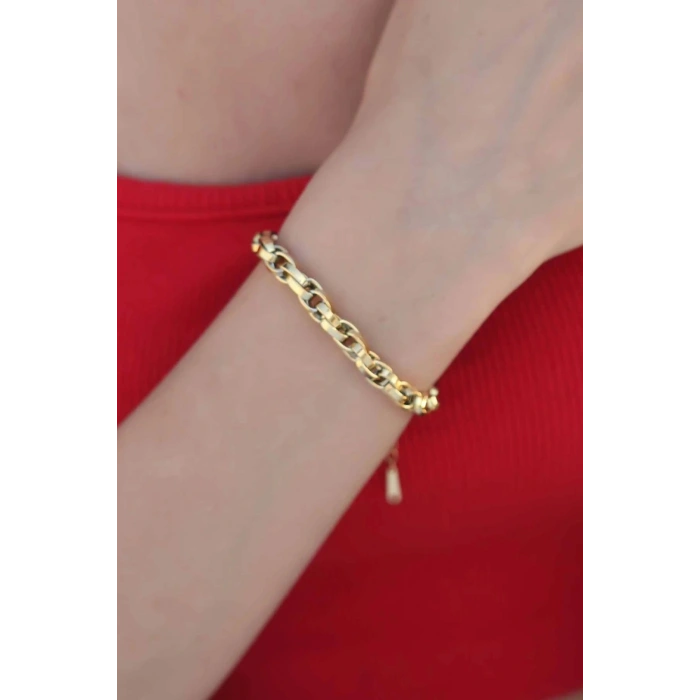 Durukar® Gold Renk 316L Çelik Zincir Kadın Bileklik