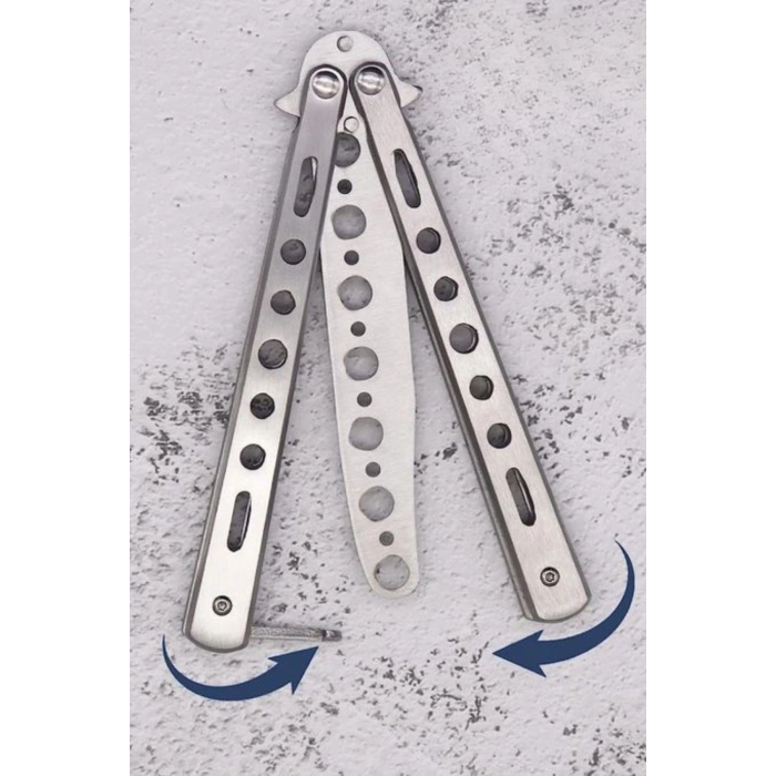 Durukar® Gri Katlanabilir Paslanmaz Çelik Kelebek Bıçak Tarak Sakal Bıyık Fırçası Profesyonel Saç Kesimi İçin Tarak