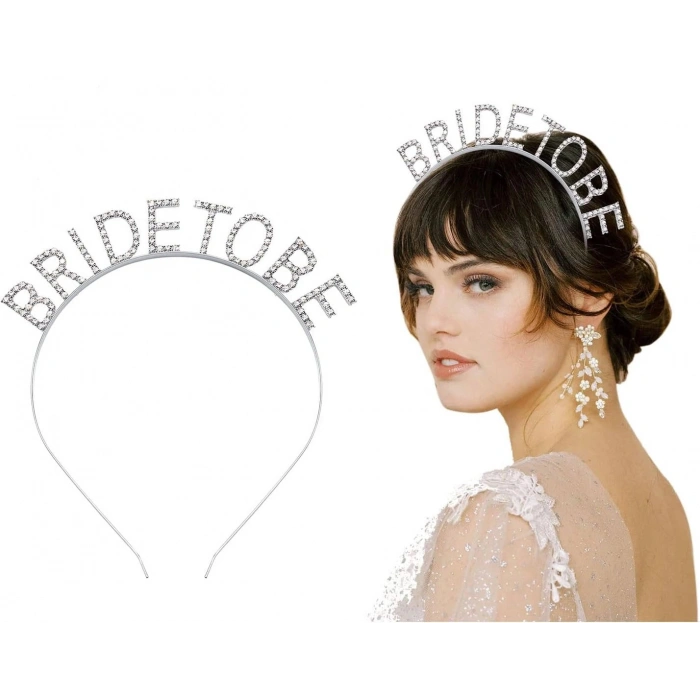 Durukar® Gümüş Kaplama Kristal Taşlı Bride To Be Gelin Tacı 16x17 cm