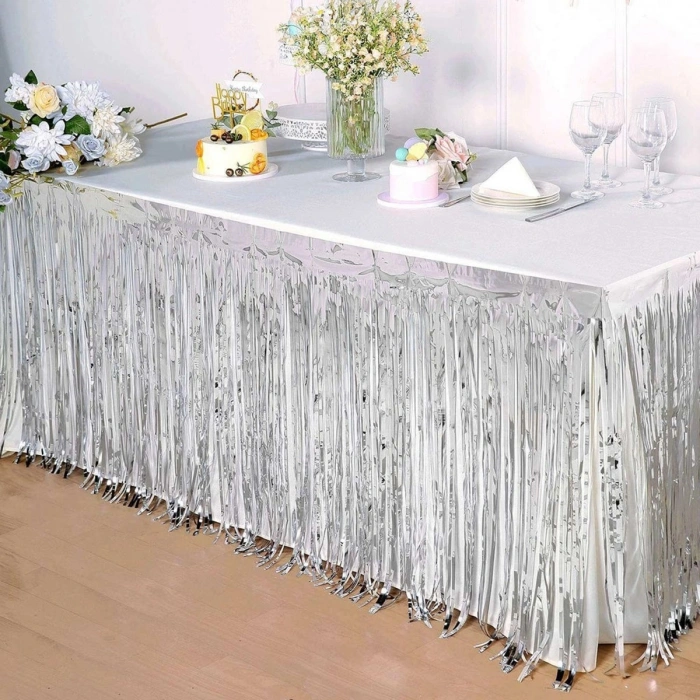 Durukar® Gümüş Metalize Masa Eteği 275x75 cm – Kendinden Yapışkanlı