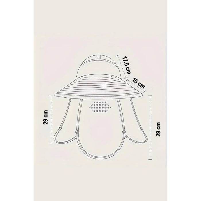 Durukar® Güneş Koruyuculu Nefes Alabilen Maskeli ve Boyun Kapaklı Geniş Kenarlı Balıkçı Şapkası