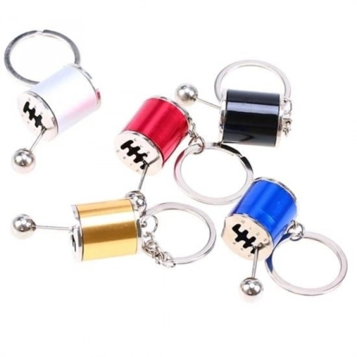 Durukar® Hareketli Araba Vites Anahtarlık Altı Hız Manuel Vites Dişli Shifter Topuzu Metal Anahtarlık