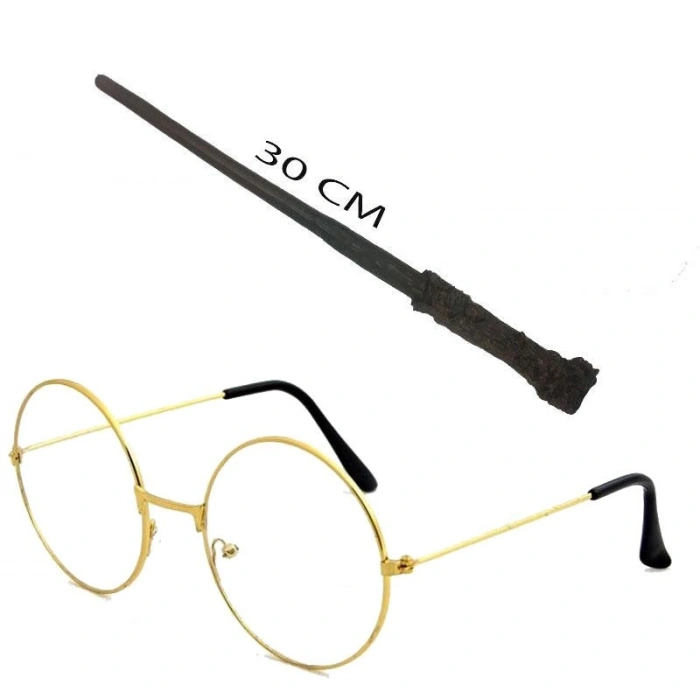 Durukar® Harry Potter Asası 30 cm ve Metal Harry Potter Gözlüğü