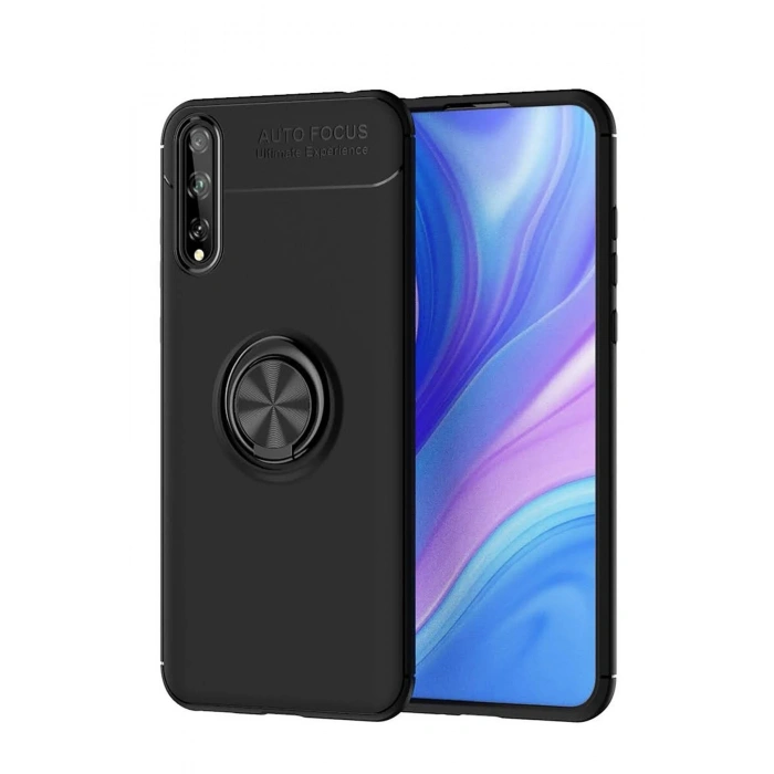 Durukar®  Huawei P Smart S Kılıf Range Yüzüklü Silikon - Siyah