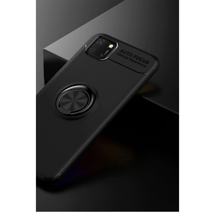 Durukar®  Huawei Y5P Kılıf Range Yüzüklü Silikon - Siyah