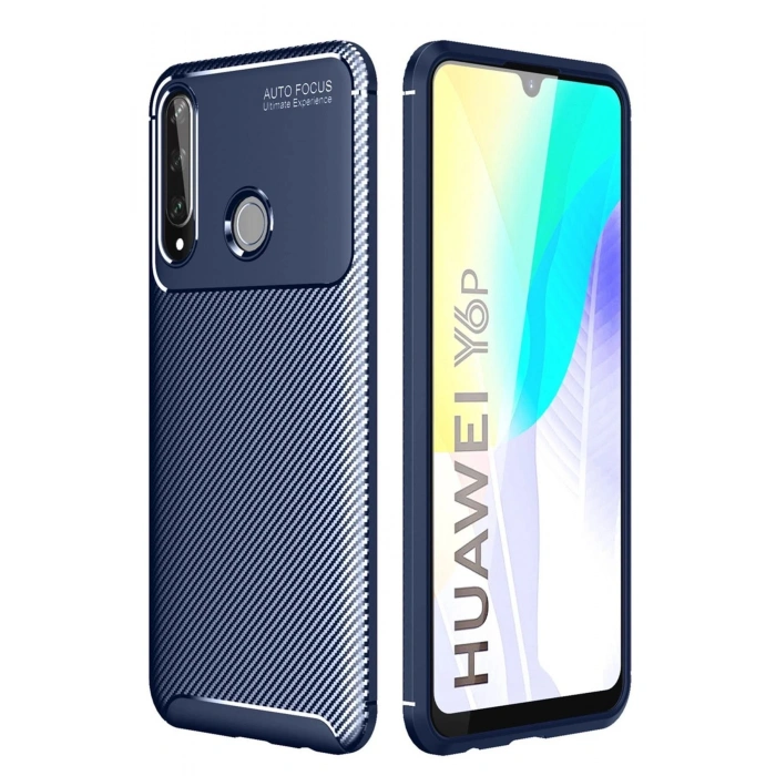 Durukar®  Huawei Y6P Kılıf Auto Focus Karbon Kapak - Lacivert