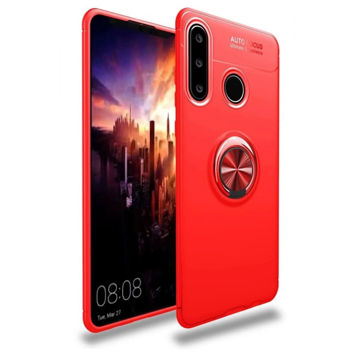 Durukar®  Huawei Y6P Kılıf Range Yüzüklü Silikon - Kırmızı