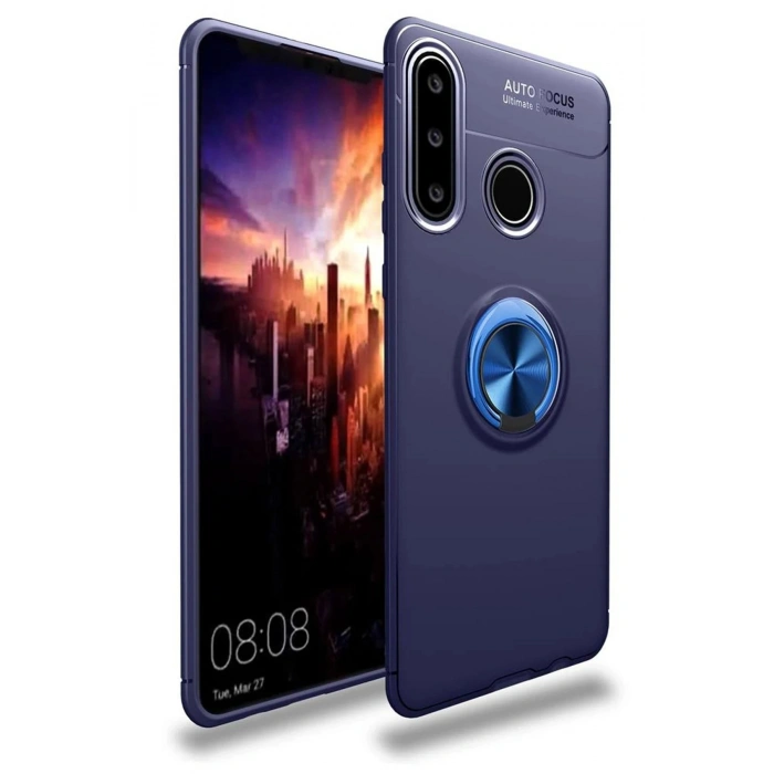 Durukar®  Huawei Y6P Kılıf Range Yüzüklü Silikon - Mavi
