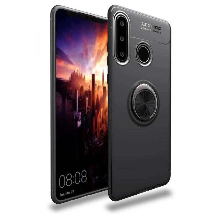 Durukar®  Huawei Y6P Kılıf Range Yüzüklü Silikon - Siyah