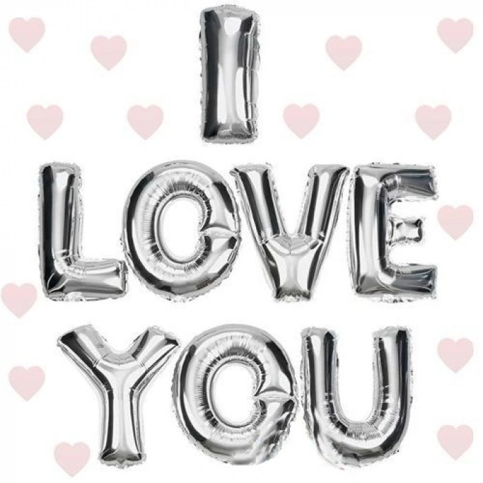 Durukar® I Love You Folyo Balon Gümüş Renk 35 CM