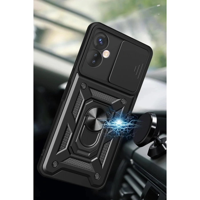 Durukar®  İnfinix Hot 30 5G Kılıf Pars Lens Yüzüklü Silikon - Kırmızı