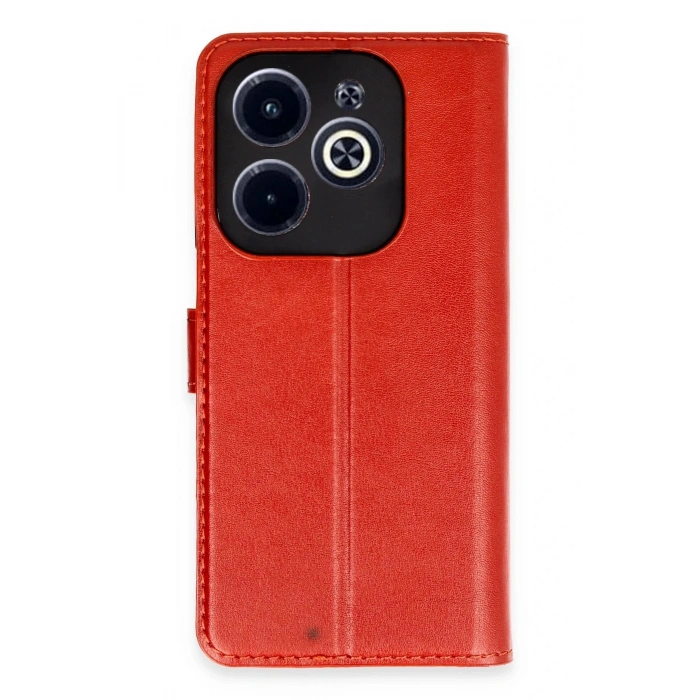 Durukar®  İnfinix Hot 40 Kılıf Trend S Plus Kapaklı Kılıf - Kırmızı
