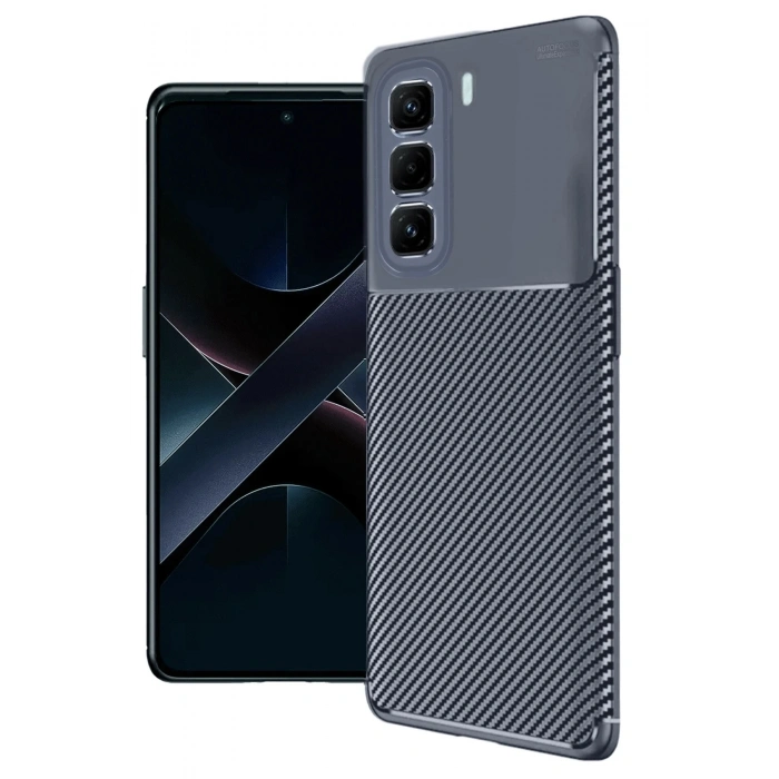 Durukar®  İnfinix Hot 50 4G Kılıf Auto Focus Karbon Kapak - Lacivert