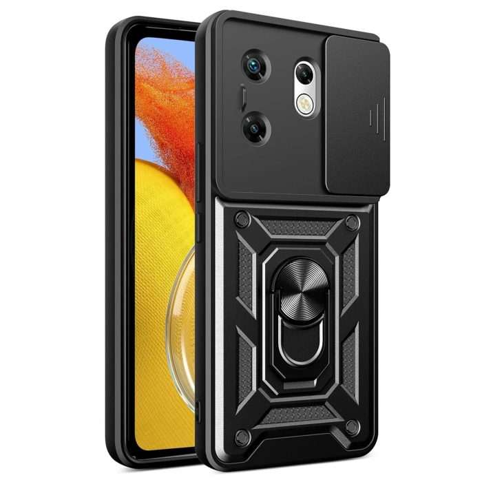 Durukar®  İnfinix Zero 30 4G Kılıf Pars Lens Yüzüklü Silikon - Siyah